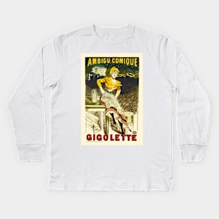 Ambigu Comique GIGOLETTE 1896 by Artist Albert Guillaume Les Maitres De L'Affiche Kids Long Sleeve T-Shirt